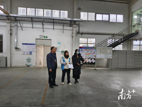 网格员走访企业、采集信息。